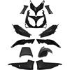 one by camamoto kit set carene complete plastiche compatibile con (cod 77380003 complete in abs 12 pezzi colore nero lucido compatibile con yamaha t-max 500 anno dal 2001 al 2007)