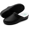 Poligono Ciabatte Sanitarie Anatomiche Uomo e Donna, Scarpe Pantofole Ortopediche Confortevoli con Tomaia in Vera Pelle Traforata, MADE IN ITALY, Nero (Donna) 38