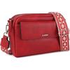 Gladdon - Borse per le donne, piccola borsa a spalla, borsa a tracolla, borsa in pelle PU con tracolla rimovibile, ampia fascia in tessuto jacquard, uso quotidiano per le donne, rosso, S