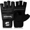 SAWANS Guanti MMA Guanti da Karate Sacco da Boxe Guanti da Boxe Arti Marziali Combattimento Taekwondo Guanti da Kickboxing Combattimento Grappling Allenamento per Donne Uomini Adulti (Nero, L)