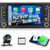 NHOPEEW 4+64G Autoradio per VW Touareg 2004-2011 / Transporter T5 2004-2009 - Carplay wireless e Android Auto WiFi GPS - Mirror Link Steer Controllo ruote Split Screen + Telecamera di backup