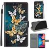 TOMYOU Cover per Samsung Galaxy A20e / A10e, farfalla dorata | Antiurto Protettiva Portafoglio, Slot per Schede, Magnetica, Custodia in Pelle PU, Libro Flip,Funzione Stand
