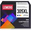 Lemero 305XL Cartuccia Compatibile per Cartucce HP 305 XL Nero e Colore per HP Deskjet 2700 2720e 4120e 4100 2723e 2710e 2720 2710 2721 Envy 6020e 6022e 6032e 6030 6430(nero/colore,2-pack)