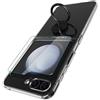 STARRYNOVA Cover Compatibile con Samsung Galaxy Z Flip 5 5G, Custodia Trasparente Silicone con Anello Ruotabile Cavalletto, Quattro Angoli Anti-Caduta Crystal Clear Case - Anello Nero