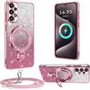 XCYYOO Cover Brillantini con Cordino per Samsung Galaxy A52/ A52S,Custodia Trasparente Antiurto Silicone TPU con Laccio Tracolla Supporto Case,Cover con Collana per A52/ A52S Samsung,Rosa