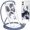 ZhuoFan Magnetica Custodia per iPhone 12 Pro/ 12 6,1 con Cordino, Trasparente Case Aesthetic Estivi Modello Oceano Disegni Cover Compatibile con MagSafe Protezione Collana Cellulare Femmina, 04