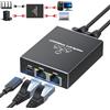 Oliveria LAN Splitter da 1 a 3 Splitter Ethernet 1000Mbps Switch LAN 3 Porte con Cavo di Alimentazione Type-C Switch Gigabit per Computer, Hub, Switch, Router, Set-Top Box, TV Digitale, ECC.