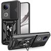 HONLEN Custodia Adatta per vivo V50 5G / vivo V50e (6.77 Inches), Cover per PC Armor Anello kickstand con Base Magnetica - Nero