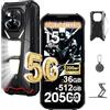 DOOGEE V Max Play 5G Rugged Smartphone with Proiettore,36GB+512GB/2TB,20500mAh 45W Android 15 Telefono Indistruttibile,6.78''FHD+120Hz,200MP+20MP AI Fotocamera 1200LM Luce Campeggio w/Stand/Speaker