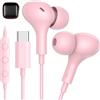ACANDYA Cuffie con Filo per iPhone 17 Pro Max 16 15 Plus, Rosa