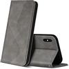 ZONNAVI Cover per iPhone X/iPhone XS, Flip Custodia Pelle PU con [Slot Cart] [Supporto Stand] [Magnetica], Cover a Libro Portafoglio per iPhone X/iPhone XS (Grigio)