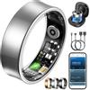 NAIXUES Smart Ring Uomo Donna, Anello Smart Fitness con Controllo Gestuale/Frequenza Cardiaca(HRV)/SpO2/Sonno/170+ Modalità Sport Impermeabil 5ATM, Smartwatch per Android e iOS, Misura 10, Argento