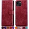 SUANPOT Cover per iPhone 14 6.1 Blocco RFID Portafoglio Slot CarteSupporto Cellulare Magnetica custodia Pelle Sintetica Cover per apple 14 6.1 Rosso