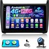 ETLFUCyber 4G+128G Android Autoradio per Volkswagen Polo 2008-2020 con Wireless Carplay & Android Auto, Schermo Touch IPS 9 pollici con GPS, WiFi, EQ, Bluetooth 5.0, Radio FM/RDS