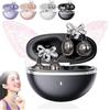 Pnedeodm 2026 New Clip on Earbuds with Earrings, Luxury Butterfly Clip-On Open-Ear Headphones with Al Noise Cancelling, 6.0 Bluetooth Earbuds for Sports & Workouts (Black)