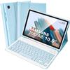SOPPY Custodia Tastiera Bluetooth per Samsung Galaxy Tab A8 10,5 2022 (SM-X200/ X205 /X207), Tastiera Italiana, Rimovibile Magneticamente, Porta S Pen, Design Sottile, Azzurro