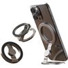 KOSLEOW Supporto Magnetico per Telefono da Scrivania, Supporto con Rotazione 360° e Doppi Anelli, Pieghevole e Portatile per iPhone 16 15 14 13 12 Pro Max, Galaxy e Telefono con Custodia Magnetico (Nero)