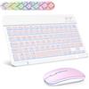 SOPPY Tastiera e Mouse Bluetooth Portatili Con Retroilluminazione, Mini Ricaricabile, Wireless per iPad/Samsung Tab/Lenovo Tab/iOS/Android/Windows, Layout Italiano (Rosa)
