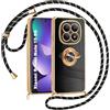 Ptny Cover con Laccio per Xiaomi Redmi Note 15 5G(EU) Custodia, Glitter Placcatura Phnom Penh Design con Anello Supporto Cover con Supporto Magnetico Auto, Custodia con Regolabile Collana, Nero