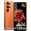 Blackview Wave 10 Android 16 Smartphone sbloccato, 32GB+128GB/2TB AI Telefono Cellular, 6.88 HD+ 120Hz, 5000mAh, Fotocamera AI 32MP+13MP, 4G LTE Dual SIM, WiFi 5/GPS/OTG/FM/Custodia inclusa, Arancia