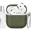 TNSNK Silicone per AirPods 4 Case Cover, A7-Army Green | Morbido, leggero, antiscivolo, antigraffio, ricarica cablata/wireless. Pennello pulitore + chiavetta.