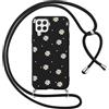 Foonary Cover con Cordino per Samsung Galaxy A22 4G / M32 / M22 6,4, Custodia con Laccio Collana Tracolla Aesthetic Smile Disegni Antiurto TPU Necklace Regolabile Protettiva Corda Case, Fiori 1