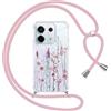 Yoedge Cover con Cordino per Xiaomi Redmi Note 13 Pro 5G/Poco X6 5G 6,67, Trasparente Disegni Fiori Custodia con Collana Tracolla Laccio Collo, Sottile TPU Silicone + PC Case per Redmi Note 13 Pro,03