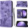 LSPCASA Custodia a portafoglio per Samsung Galaxy S24 FE 6,7 pollici, Samsung Galaxy S24 FE, con funzione di supporto, porta carte di credito e carte di credito in pelle PU, motivo: gatti, con
