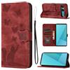 LSPCASA Cover per Sony Xperia 10 VII Custodia Cover Premium Pelle PU Portafoglio a Libro Flip Case Con Slot Per Schede e Funzione Supporto Gatto farfalla Case per Sony Xperia 10 VII Rosso