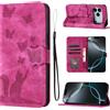 LSPCASA Cover per iPhone 17 Pro 6.3" Custodia Cover Premium Pelle PU Portafoglio a Libro Flip Case Con Slot Per Schede e Funzione Supporto Gatto farfalla Case per iPhone 17 Pro 6.3" Rosa