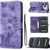 LSPCASA Cover per iPhone 17 Pro Max 6.9" Custodia Cover Premium Pelle PU Portafoglio a Libro Flip Case Con Slot Per Schede e Funzione Supporto Gatto farfalla Case per iPhone 17 Pro Max 6.9" Viola