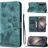 LSPCASA Cover per Samsung Galaxy S26 Plus Custodia Cover Premium Pelle PU Portafoglio a Libro Flip Case Con Slot Per Schede e Funzione Supporto Gatto farfalla Custodia per Galaxy S26 Plus Verde