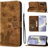 LSPCASA Custodia Per Samsung Galaxy S24 Plus Materiale In Pelle PU Cover Samsung S24 Plus Con Slot Per Schede Reticolo Della Farfalla Del Gatto Cover Samsung S24 Plus Marrone