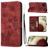 LSPCASA Custodia Per Samsung Galaxy A12 Materiale In Pelle PU Cover Samsung A12 Con Slot Per Schede Reticolo Della Farfalla Del Gatto Cover Samsung Galaxy A12 Rosso