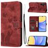 LSPCASA Custodia Per Samsung Galaxy A16 5G 6.7 Pollici Materiale In Pelle PU Cover Samsung A16/SM-A166B Con Slot Per Schede Reticolo Della Farfalla Del Gatto Case Samsung A16/SM-A166B Rosso