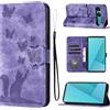 LSPCASA Cover per Sony Xperia 10 VII Custodia Cover Premium Pelle PU Portafoglio a Libro Flip Case Con Slot Per Schede e Funzione Supporto Gatto farfalla Case per Sony Xperia 10 VII Viola
