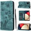 LSPCASA Custodia Per Samsung Galaxy A02s 6.5 Pollici Materiale In Pelle PU Cover Samsung Galaxy A02s Con Slot Per Schede Reticolo Della Farfalla Del Gatto Cover Samsung A02s Verde