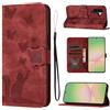 LSPCASA Cover per Samsung Galaxy A57 Custodia Cover Premium Pelle PU Portafoglio a Libro Flip Case Con Slot Per Schede e Funzione Supporto Gatto farfalla Case per Samsung Galaxy A57 Rosso