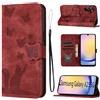 LSPCASA Custodia Per Samsung Galaxy A25 5G 6.5 Pollici Materiale In Pelle PU Cover Samsung A25 5G Con Slot Per Schede Reticolo Della Farfalla Del Gatto Protettiva Case Rosso