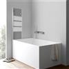 Jaxguom Parete doccia per vasca da bagno, 100 x 140 cm, pieghevole in 2 parti, con vetro di sicurezza ESG da 6 mm, strisce bianche, parete vasca in vetro con attacco vasca