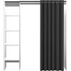 Symbiosis Tom Armadio a 1 Colonna, Ripiano Bianco con Tenda Grigia 123/160x50x182 cm