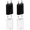Wicked Chili Adattatore di alimentazione USB Wicked Chili 4x Pro Series compatibile con Apple iPhone, Samsung Galaxy / caricabatterie per cellulari, spina di alimentazione per smartphone (1 A, 5 V) 2x nero / 2x bianco