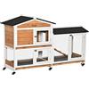 PawHut Gabbia per Conigli da Esterno con 6 Ruote, 157.4x53x99.5cm Giallo