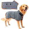 EXIN DECHEN Accappatoio per Cani Ultra Assorbente Microfibra, Grigio, Taglia Media | Morbido Regolabile, Asciugatura Rapida, Con Velcro
