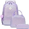 Kimwadalh Zaino Glitterati Bambina Zaino Scuola Ragazza Zaino Scuola Elementare Zainetti per Bambini Zaini per la Scuola Ragazza + Borse da Pranzo + Astuccio