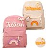 Tivhelrf Zaino personalizzato in velluto a coste, zaino casual per bambini, zaino leggero da viaggio, borsa da libro scolastica personalizzata con nome, Cachi, Large, Casual