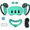 BeisDirect Accessori VR per Meta Quest 3, include copertura per viso in silicone VR, copertura per guscio VR, copertura per impugnatura per controller touch, copertura protettiva per obiettivo, tasti Rocker, 5