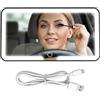 Gyiocill Specchio Cosmetico per Auto, Specchietto Retrovisore Auto, Pecchio per Il Trucco Dell'auto, 3 Modalità Di Illuminazione, Specchio Cosmetico Interno Auto per Autovetture E Autocarri, 23,5 × 12,7 CM