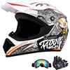 Senhill Casco da Motocross per Adulti Giovani Unisex, Casco da Integrale Moto con Guanti Occhiali per ATV Offroad Casco Dirt Bike