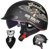 EHKINY Caschi Cromwell Vintage Casco Aperto For Moto Retrò - Mezzo Casco Omologato ECE DOT Con Visiera Resistente Ai Raggi UV, Vestibilità Regolabile, Design Aerodinamico(F,M=(57~58cm))